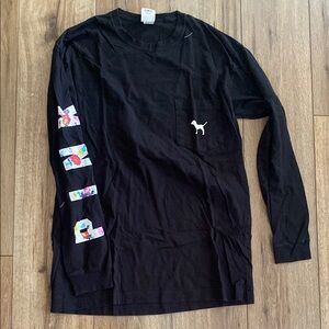 Black Long Sleeve Shirt with Colorful Sleeve Design